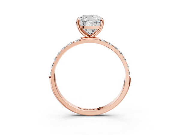 Rose gold Cushion Cut Diamond Pavé Band Solitaire Ring with Four-Prong Setting_75