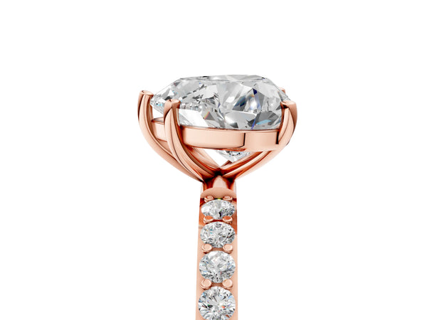 Rose gold Heart Cut Diamond Pavé Band Solitaire Ring with Four-Prong Setting_17