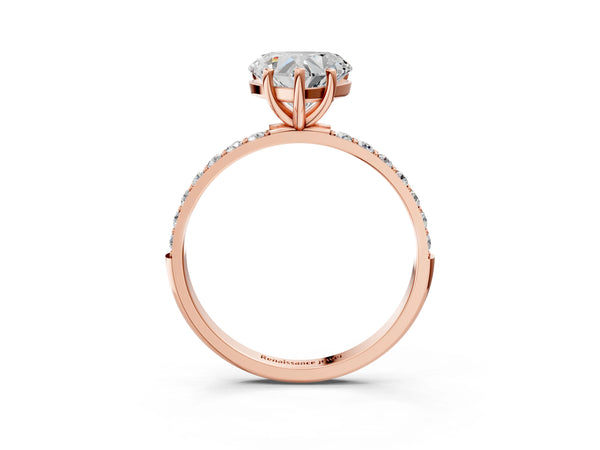 Rose gold Heart Cut Diamond Pavé Band Solitaire Ring with Four-Prong Setting_21