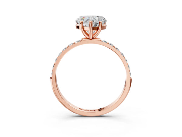 Rose gold Heart Cut Diamond Pavé Band Solitaire Ring with Four-Prong Setting_75