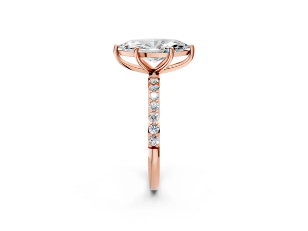 Rose gold Marquise Cut Diamond Pavé Band Solitaire Ring with Four-Prong Setting_32