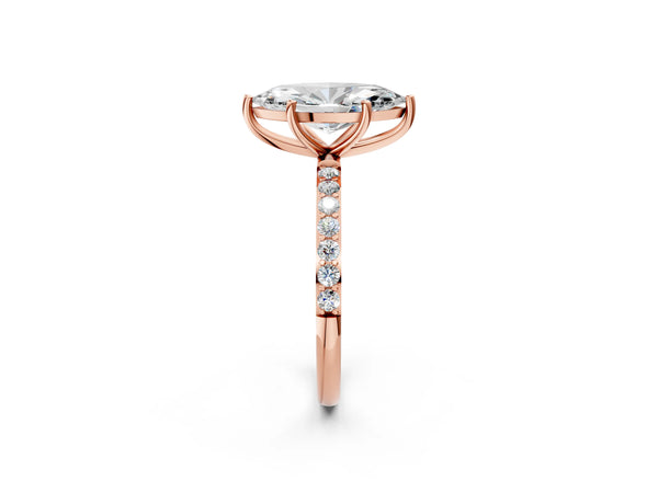 Rose gold Marquise Cut Diamond Pavé Band Solitaire Ring with Four-Prong Setting_56