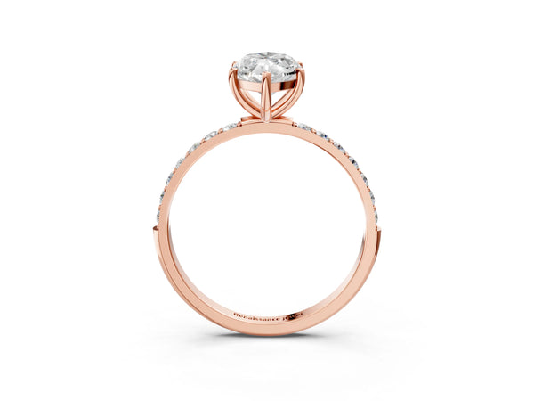 Rose gold Marquise Cut Diamond Pavé Band Solitaire Ring with Four-Prong Setting_93