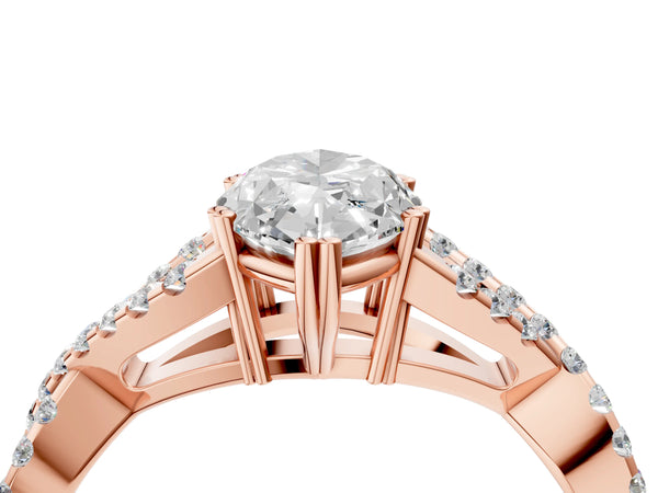 Rose gold Marquise Solitaire Twist Band with Pavé Setting and Four-Prong Setting_16
