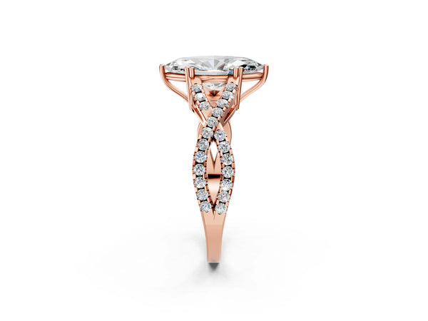 Rose gold Marquise Solitaire Twist Band with Pavé Setting and Four-Prong Setting_50