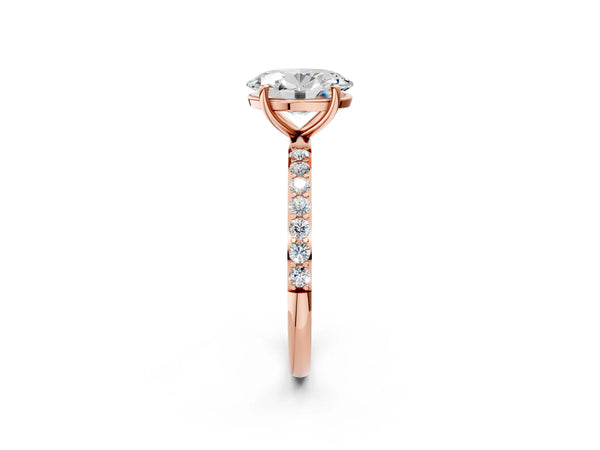 Rose gold Oval Cut Diamond Pavé Band Solitaire Ring with Four-Prong Setting_38