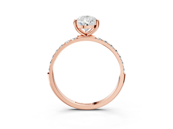 Rose gold Pear Cut Diamond Pavé Band Solitaire Ring with Four-Prong Setting_39