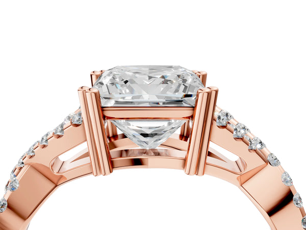Rose gold Princess Solitaire Twist Band with Pavé Setting and Four-Prong Setting_22