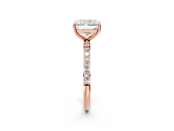 Rose gold Radiant Cut Diamond Pavé Band Solitaire Ring with Four-Prong Setting_110