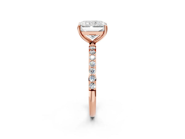 Rose gold Radiant Cut Diamond Pavé Band Solitaire Ring with Four-Prong Setting_20