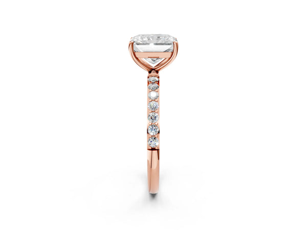 Rose gold Radiant Cut Diamond Pavé Band Solitaire Ring with Four-Prong Setting_26