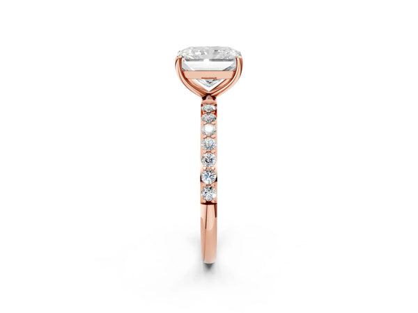 Rose gold Radiant Cut Diamond Pavé Band Solitaire Ring with Four-Prong Setting_50