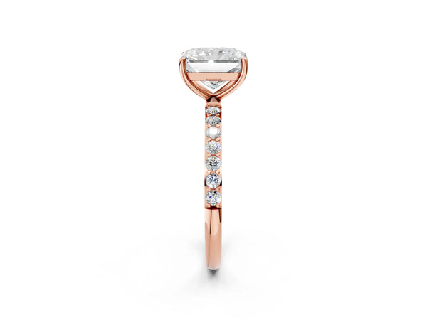 Rose gold Radiant Cut Diamond Pavé Band Solitaire Ring with Four-Prong Setting_62