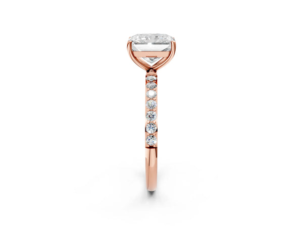 Rose gold Radiant Cut Diamond Pavé Band Solitaire Ring with Four-Prong Setting_68