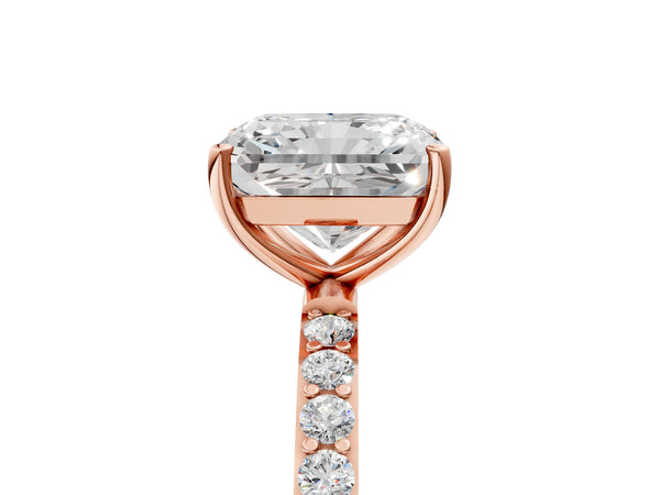 Rose gold Radiant Cut Diamond Pavé Band Solitaire Ring with Four-Prong Setting_71