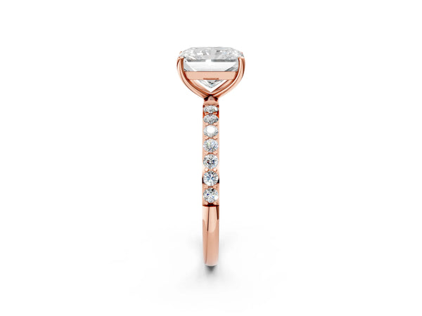 Rose gold Radiant Cut Diamond Pavé Band Solitaire Ring with Four-Prong Setting_80