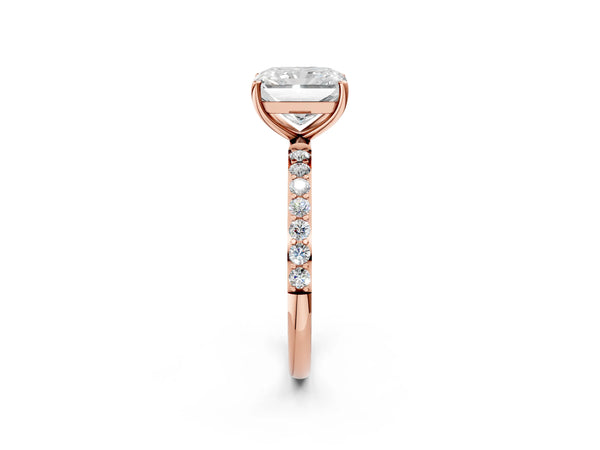 Rose gold Radiant Cut Diamond Pavé Band Solitaire Ring with Four-Prong Setting_98