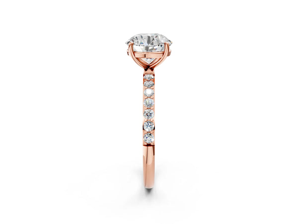 Rose gold Round Cut Diamond Pavé Band Solitaire Ring with Four-Prong Setting_80