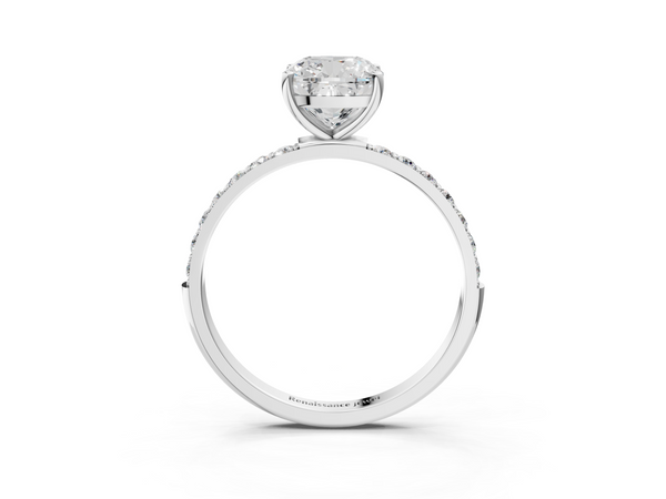 White gold Cushion Cut Diamond Pavé Band Solitaire Ring with Four-Prong Setting_27
