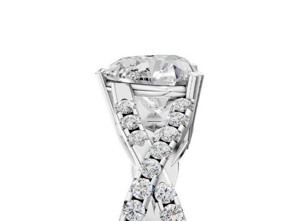 White gold Heart Solitaire Twist Band with Pavé Setting and Four-Prong Setting_41
