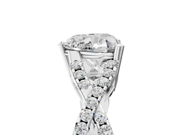 White gold Heart Solitaire Twist Band with Pavé Setting and Four-Prong Setting_53