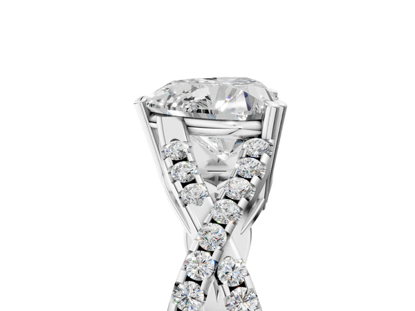 White gold Heart Solitaire Twist Band with Pavé Setting and Four-Prong Setting_59
