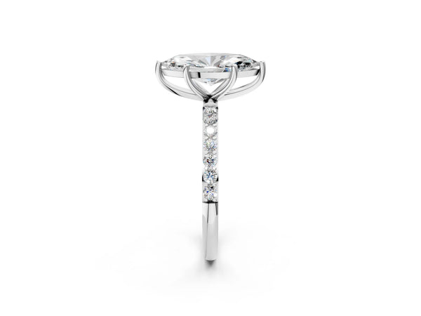 White gold Marquise Cut Diamond Pavé Band Solitaire Ring with Four-Prong Setting_20