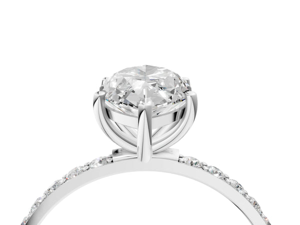 White gold Marquise Cut Diamond Pavé Band Solitaire Ring with Four-Prong Setting_82