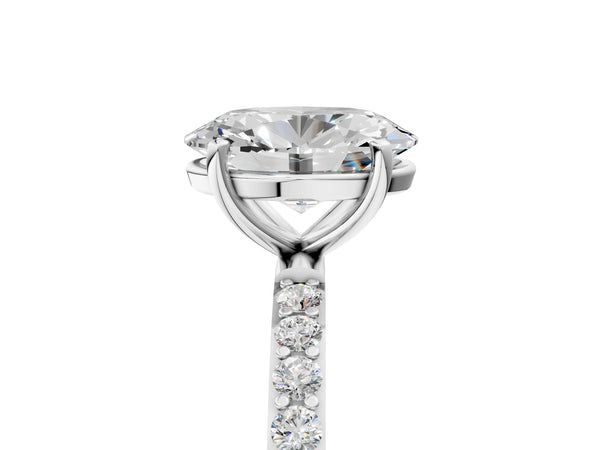 White gold Oval Cut Diamond Pavé Band Solitaire Ring with Four-Prong Setting_17