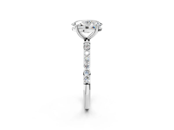 White gold Oval Cut Diamond Pavé Band Solitaire Ring with Four-Prong Setting_26