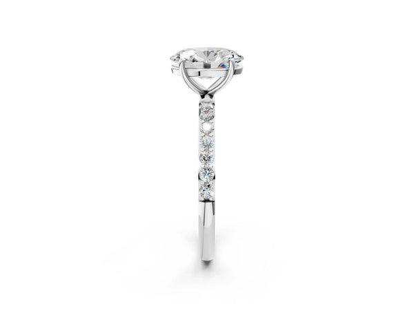 White gold Oval Cut Diamond Pavé Band Solitaire Ring with Four-Prong Setting_32