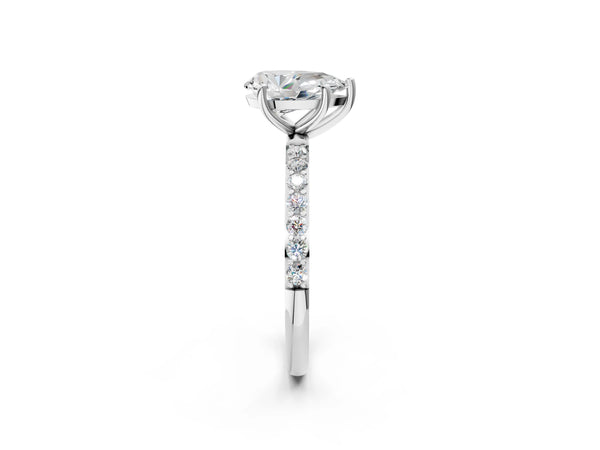 White gold Pear Cut Diamond Pavé Band Solitaire Ring with Four-Prong Setting_50