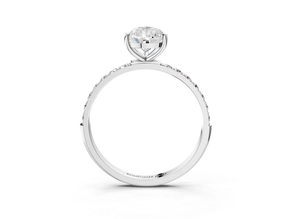 White gold Pear Cut Diamond Pavé Band Solitaire Ring with Four-Prong Setting_87