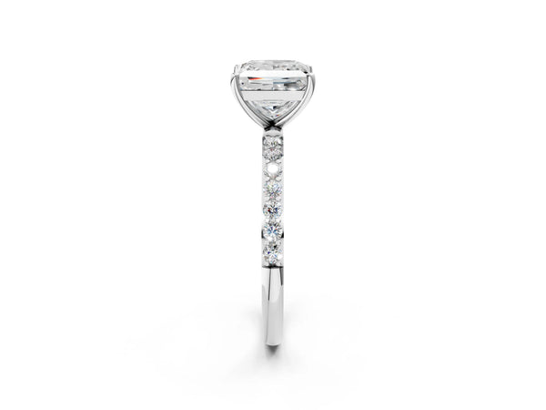 White gold Princess Cut Diamond Pavé Band Solitaire Ring with Four-Prong Setting_38