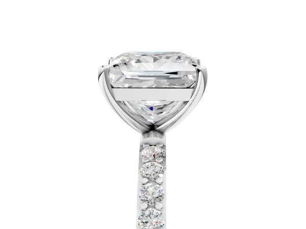 White gold Princess Cut Diamond Pavé Band Solitaire Ring with Four-Prong Setting_89