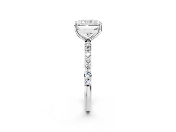 White gold Radiant Cut Diamond Pavé Band Solitaire Ring with Four-Prong Setting_32