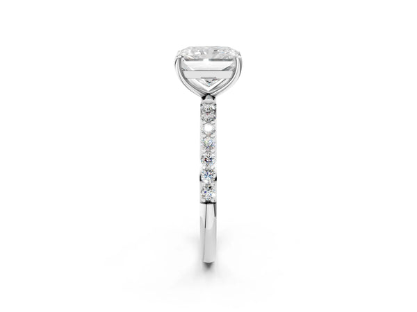 White gold Radiant Cut Diamond Pavé Band Solitaire Ring with Four-Prong Setting_38