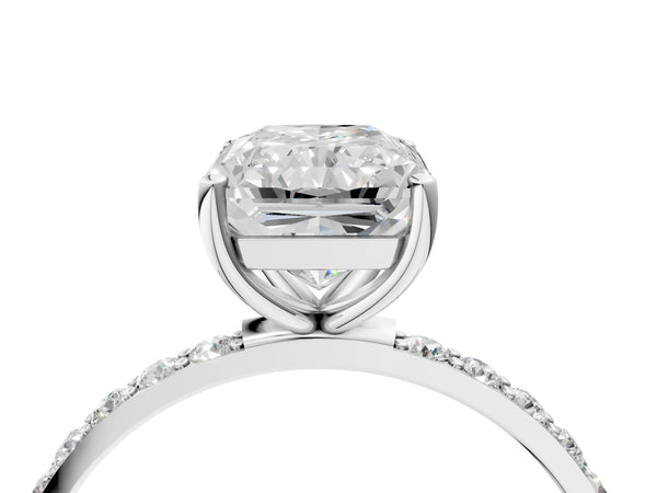 White gold Radiant Cut Diamond Pavé Band Solitaire Ring with Four-Prong Setting_46