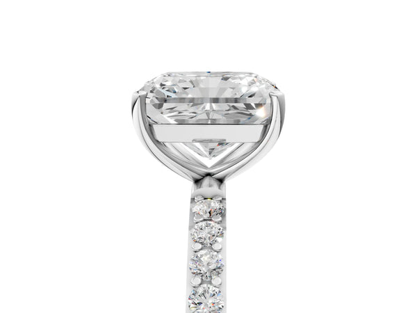 White gold Radiant Cut Diamond Pavé Band Solitaire Ring with Four-Prong Setting_65