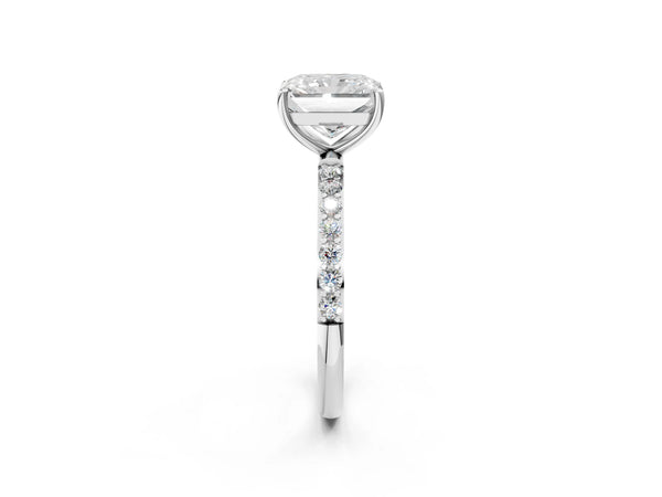 White gold Radiant Cut Diamond Pavé Band Solitaire Ring with Four-Prong Setting_68