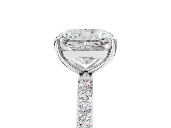 White gold Radiant Cut Diamond Pavé Band Solitaire Ring with Four-Prong Setting_77