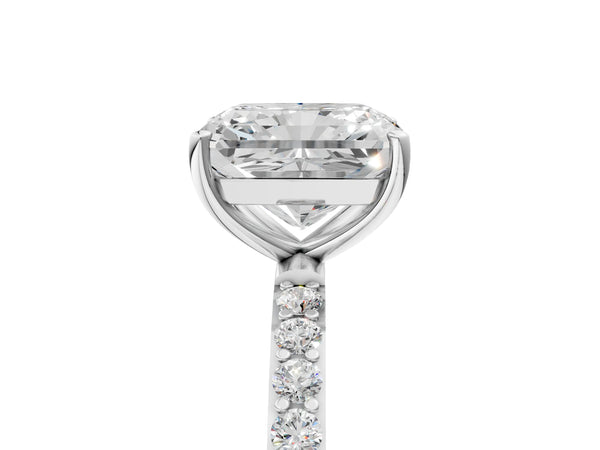 White gold Radiant Cut Diamond Pavé Band Solitaire Ring with Four-Prong Setting_83