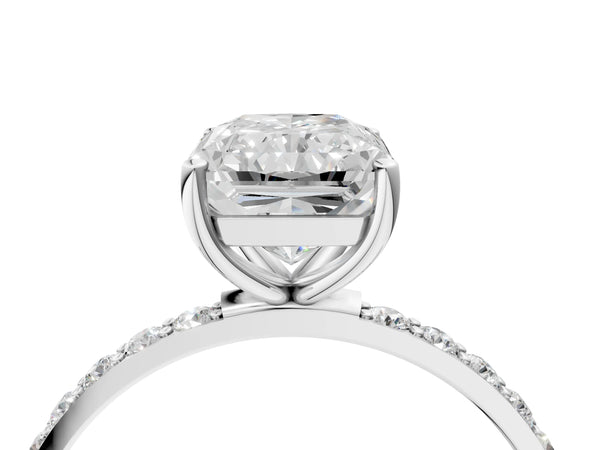 White gold Radiant Cut Diamond Pavé Band Solitaire Ring with Four-Prong Setting_88
