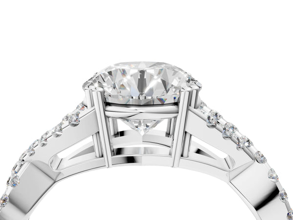 White gold Round Solitaire Twist Band with Pavé Setting and Four-Prong Setting_52