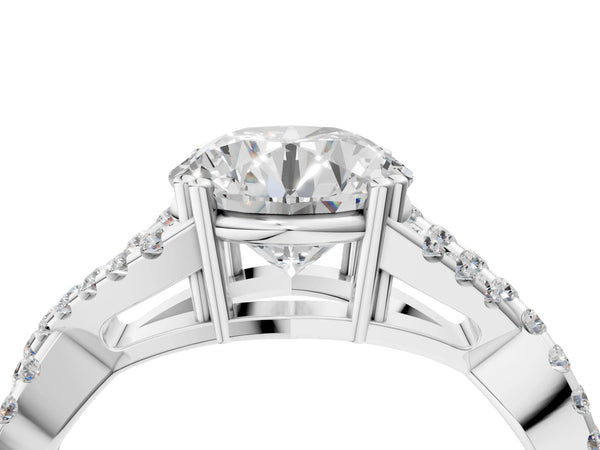 White gold Round Solitaire Twist Band with Pavé Setting and Four-Prong Setting_76