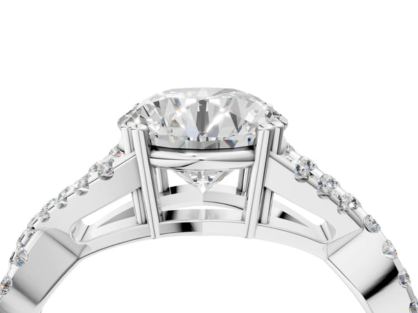 White gold Round Solitaire Twist Band with Pavé Setting and Four-Prong Setting_82