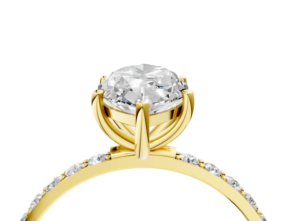 Yellow gold Marquise Cut Diamond Pavé Band Solitaire Ring with Four-Prong Setting_28