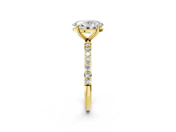 Yellow gold Oval Cut Diamond Pavé Band Solitaire Ring with Four-Prong Setting_56