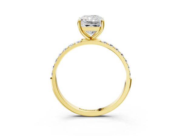 Yellow gold Radiant Cut Diamond Pavé Band Solitaire Ring with Four-Prong Setting_111
