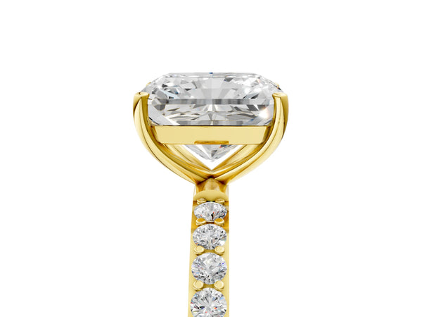 Yellow gold Radiant Cut Diamond Pavé Band Solitaire Ring with Four-Prong Setting_29